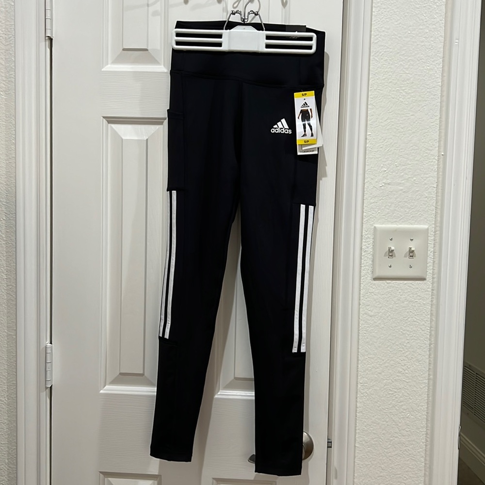 Adidas Ladies High Rise 7/8 Style Leggings Black Size S NWT